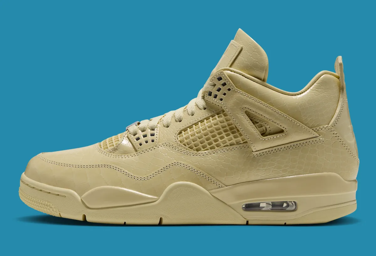 J Balvin x Air Jordan 4 Amazonas in yellow croc-textured leather