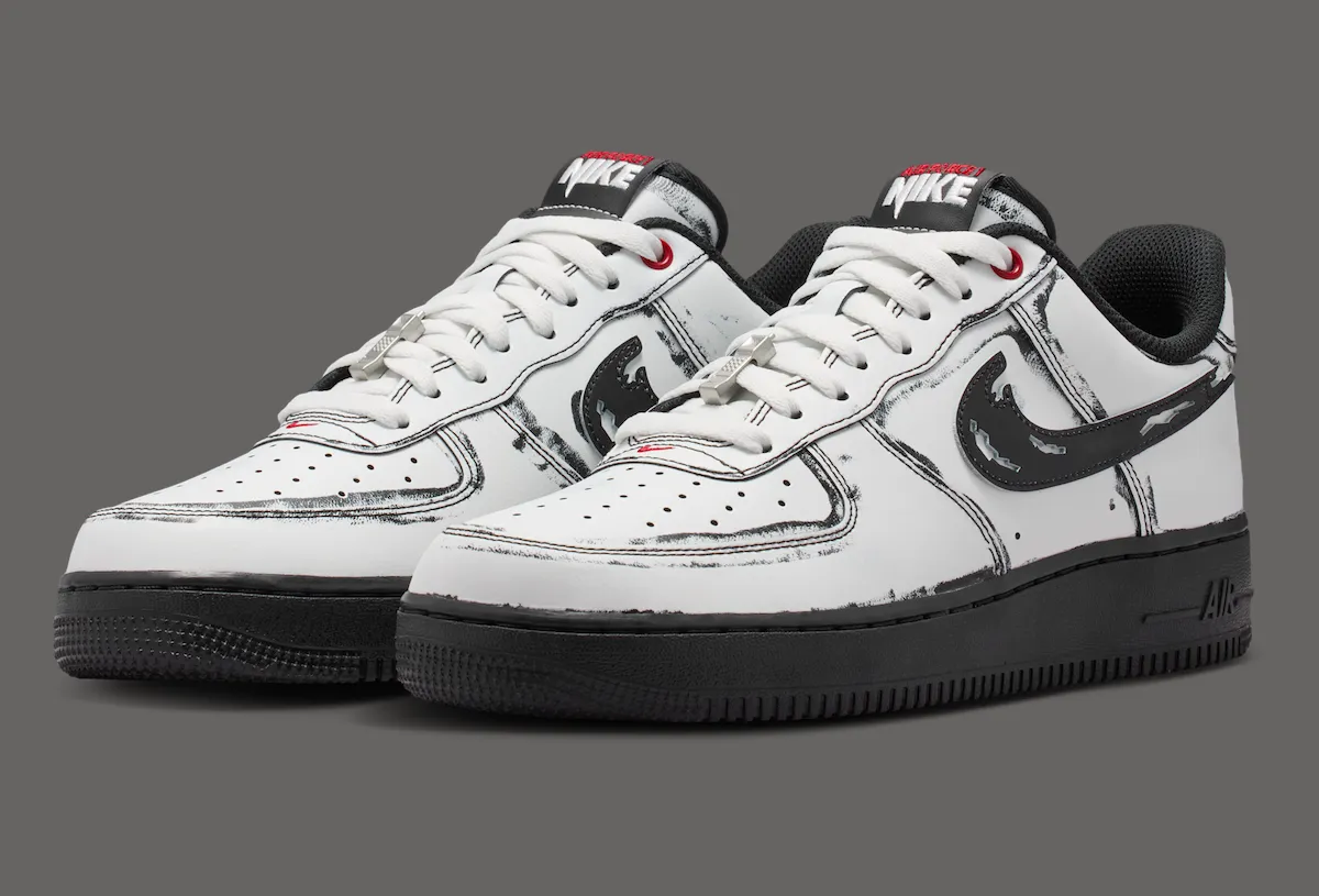 Nike Air Force 1 Low Ghostface with distressed white leather and phone lace charm