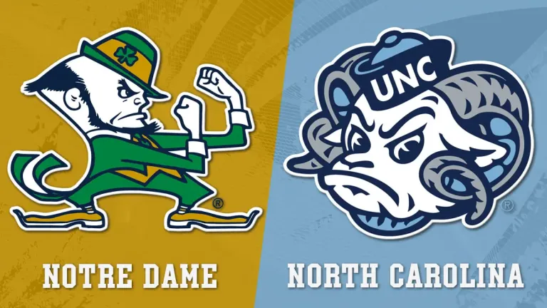 Notre Dame vs. North Carolina football matchup graphic