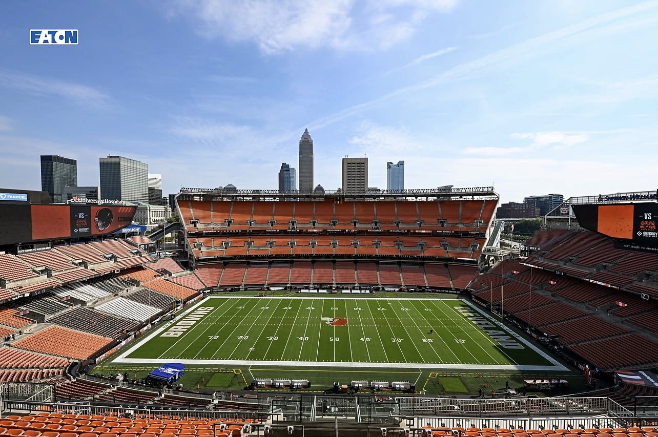 Huntington Bank Field in Cleveland set up for Thursday Night Football, Steelers vs. Browns